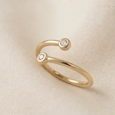 Yellow Gold Bypass Ring With Lab Grown Diamond