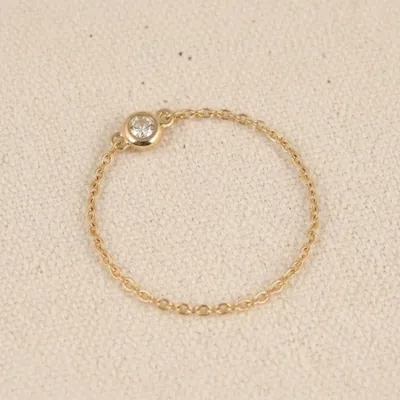 9Kt Yellow Gold Chain Ring With Lab Grown Diamond