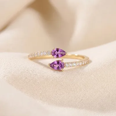 Handcrafted Gold Ring With Lab Grown Diamond, Alexandrite