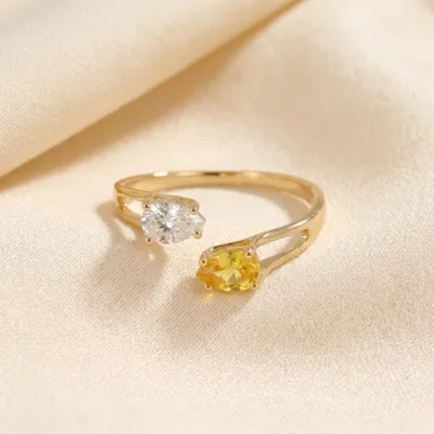 9Kt Yellow Gold Ring Lab Grown Diamond And Yellow Sapphire