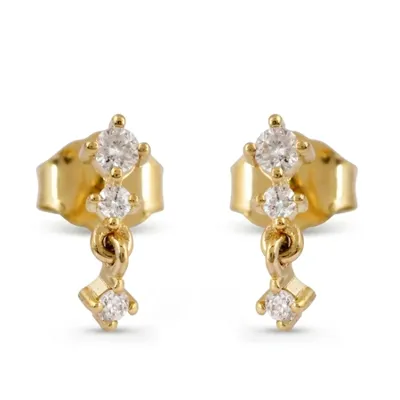 9Kt Solid Yellow Gold Studs Earrings with Lab Grown Diamond