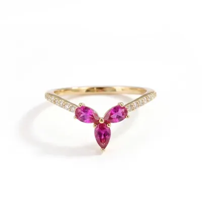 Lab Grown Diamond and Hot Pink Tourmaline 9Kt Yellow Gold Ring