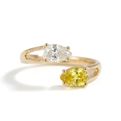 9Kt Yellow Gold Ring Lab Grown Diamond and Yellow Sapphire