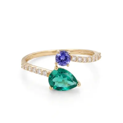 9Kt Gold Tanzanite Ring Lab Grown Diamond, Columbia Emerald