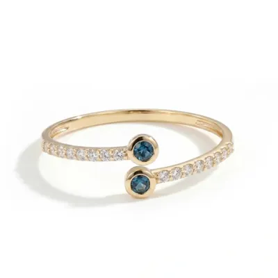 London Blue Topaz 9Kt Yellow Gold Ring with Lab Grown Diamond