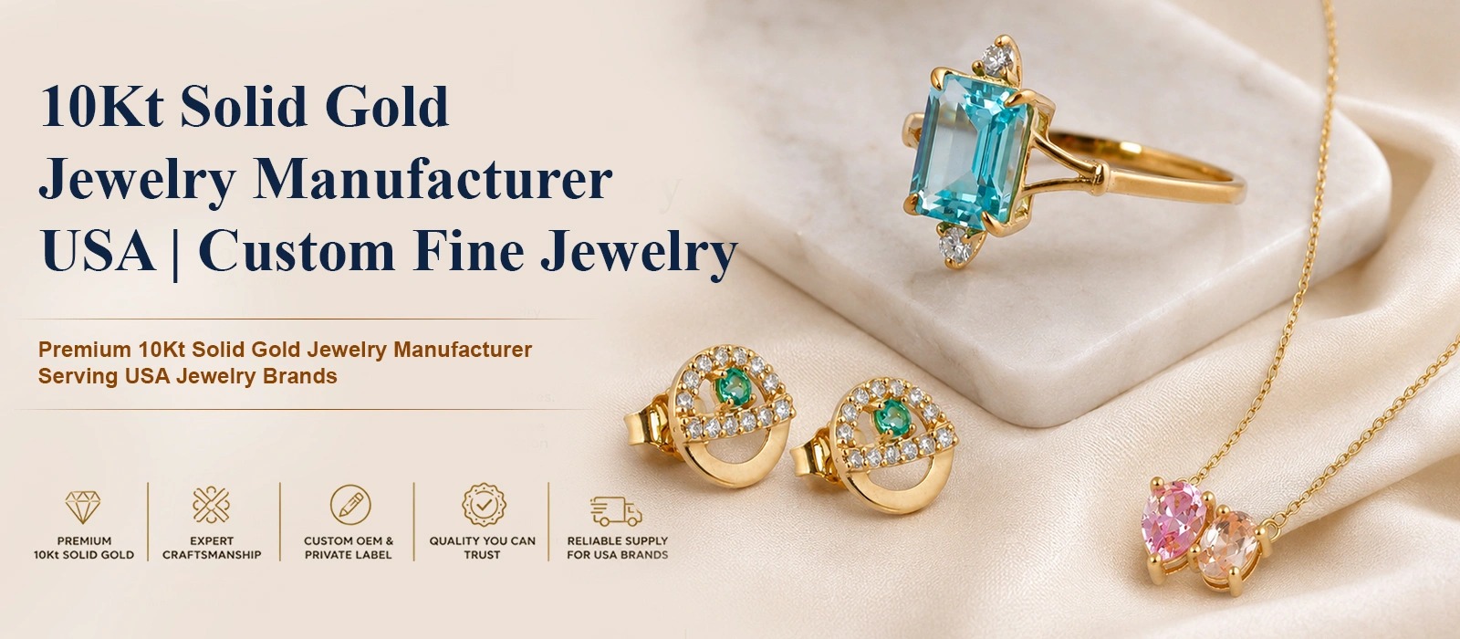 10Kt Solid Gold Jewelry Manufacturer USA