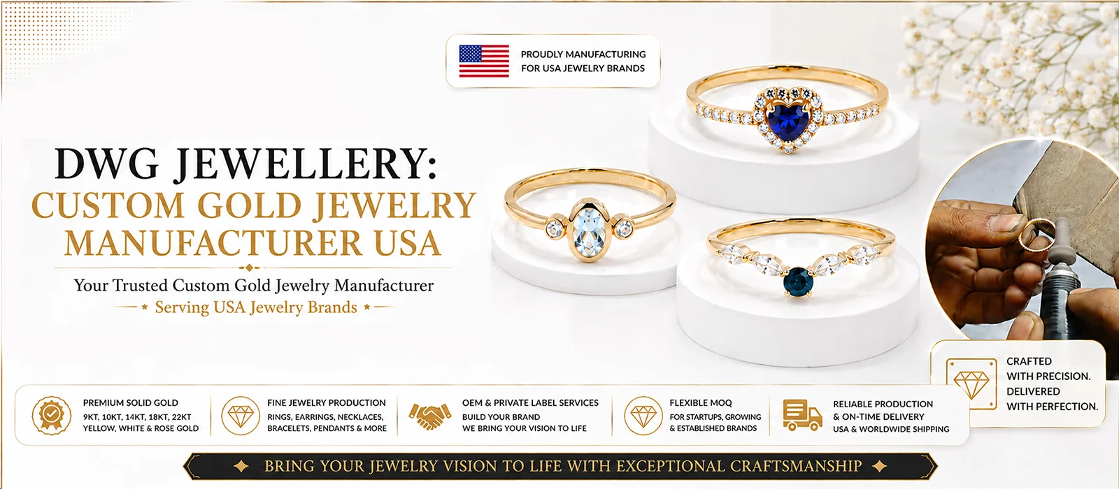 CUSTOM GOLD JEWELRY MANUFACTURER USA