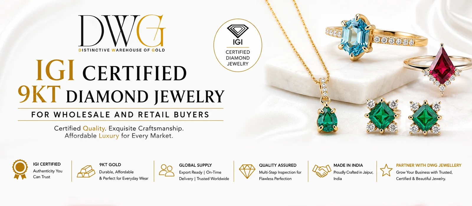 IGI CERTIFIED 9KT DIAMOND JEWELRY FOR WHOLESALE AND RETAIL BUYERS