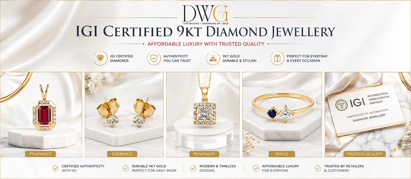 IGI CERTIFIED 9KT DIAMOND JEWELLERY IGI CERTIFIED 9KT DIAMOND JEWELLERY