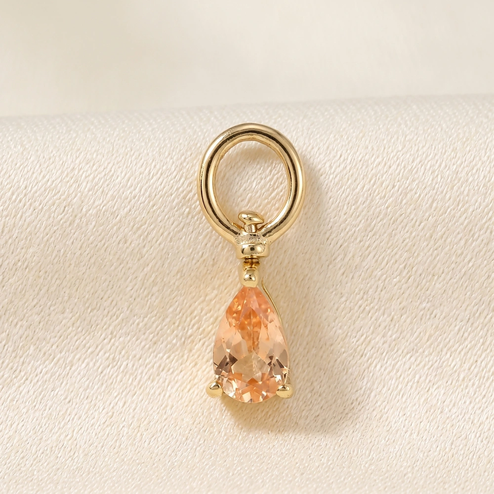 9KT Yellow Gold Pear Shape Lab Grown Morganite Drop Charm 9KT Yellow Gold Pear Shape Lab Grown Morganite Drop Charm