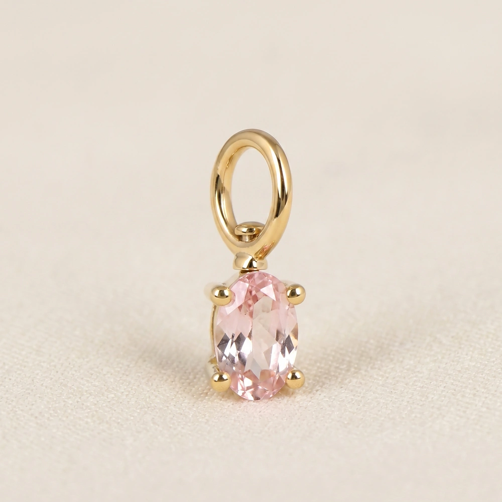 9KT Yellow Gold Oval Lab Grown Padparadscha Sapphire Charm 9KT Yellow Gold Oval Lab Grown Padparadscha Sapphire Charm