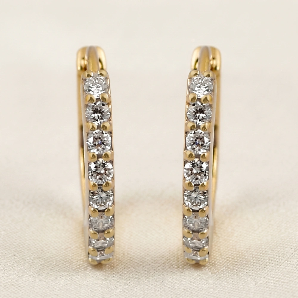 Unique Lab Grown Diamond Earrings in Yellow Gold 14kt Unique Lab Grown Diamond Earrings in Yellow Gold 14kt
