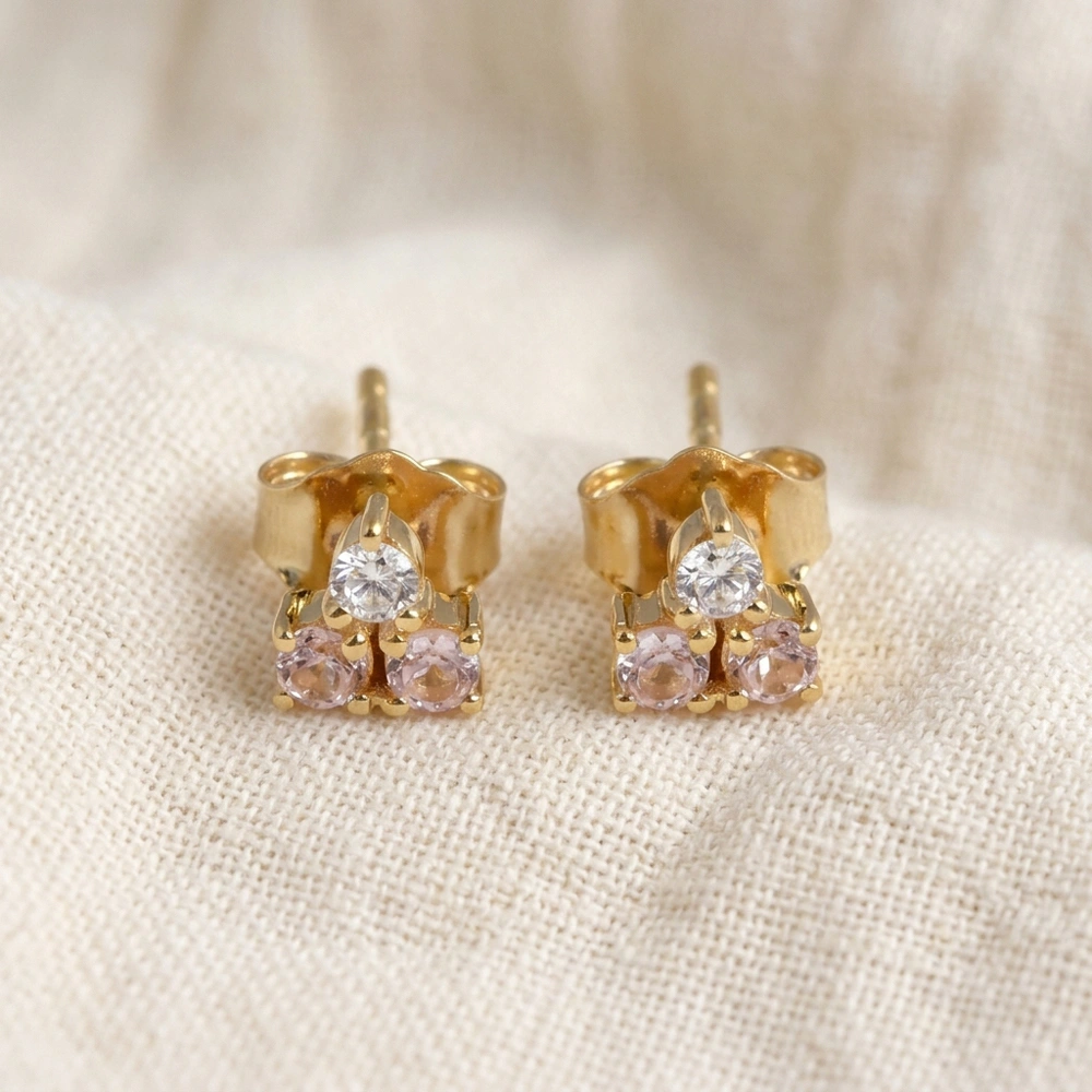 Lab Grown Diamond Padparadscha Sapphire Earrings 9kt Gold Lab Grown Diamond Padparadscha Sapphire Earrings 9kt Gold