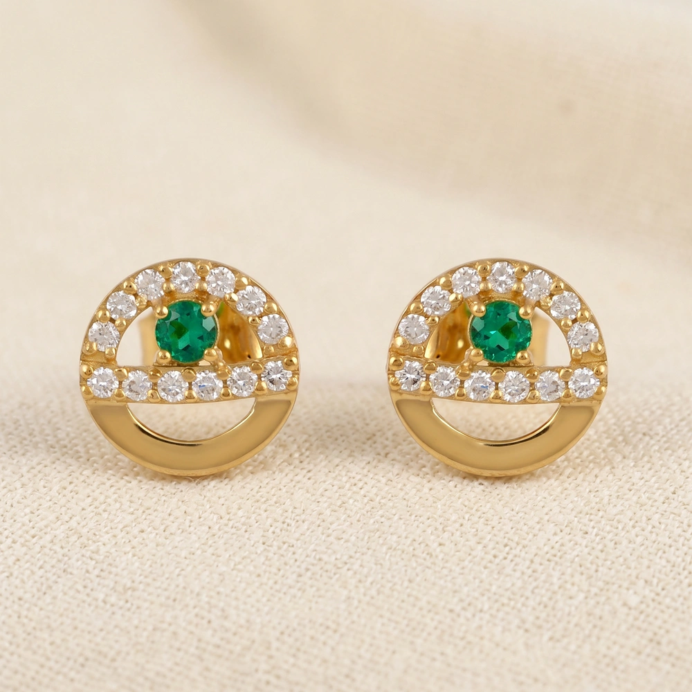 Lab Grown Diamond Columbia Emerald Earrings 9Kt Gold Lab Grown Diamond Columbia Emerald Earrings 9Kt Gold