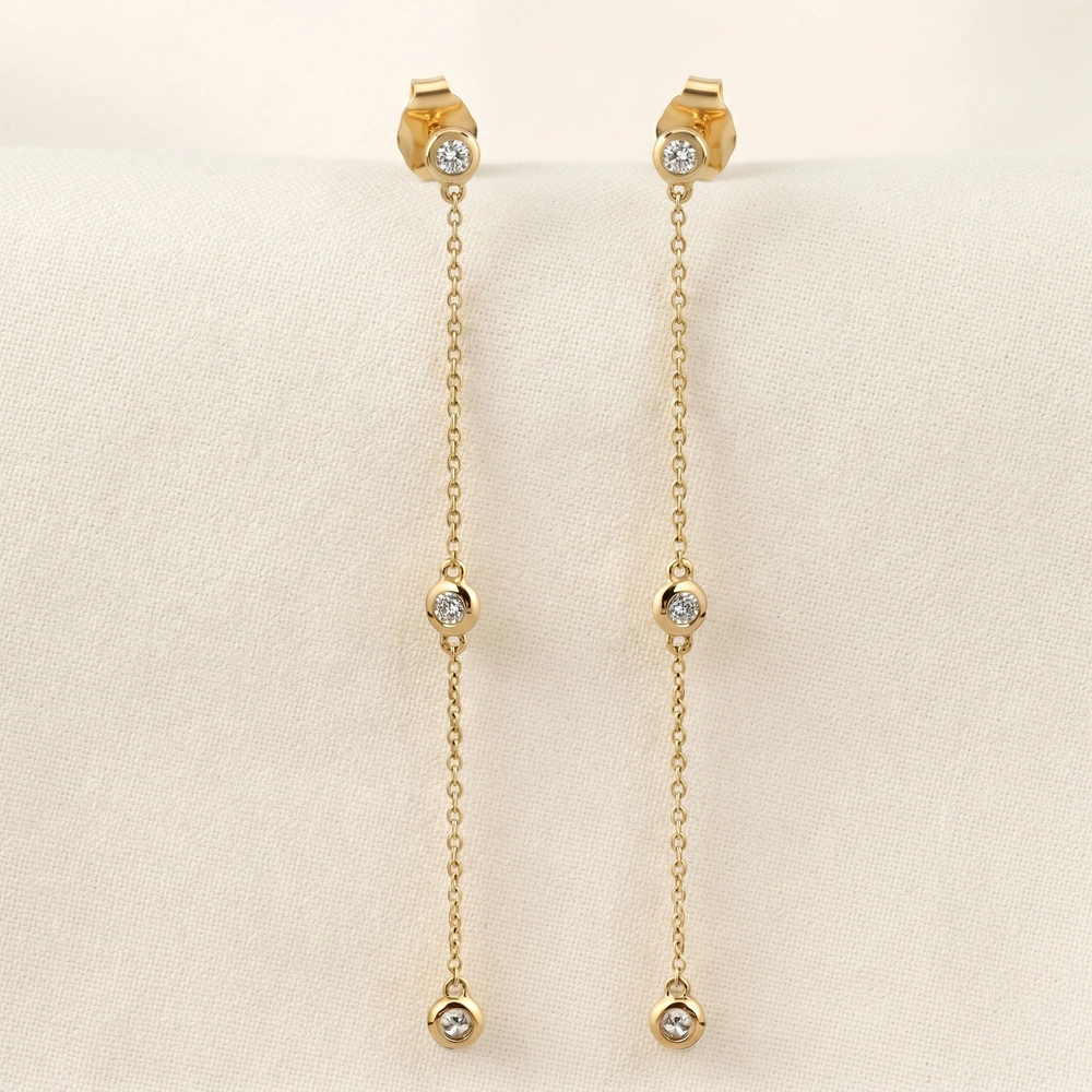 Bulk 9Kt Yellow Gold Dangle Earrings with Lab Grown Diamond Bulk 9Kt Yellow Gold Dangle Earrings with Lab Grown Diamond