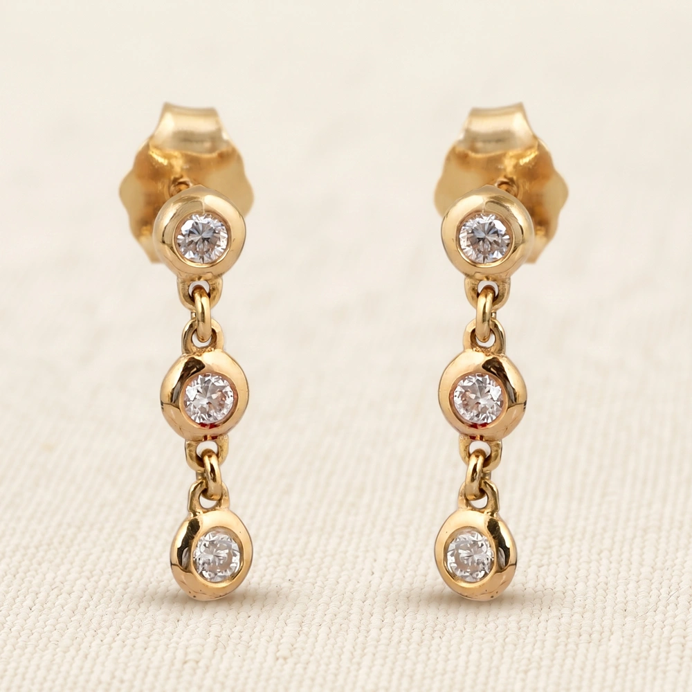 Bulk 9Kt Yellow Gold Earrings with Certified Diamond