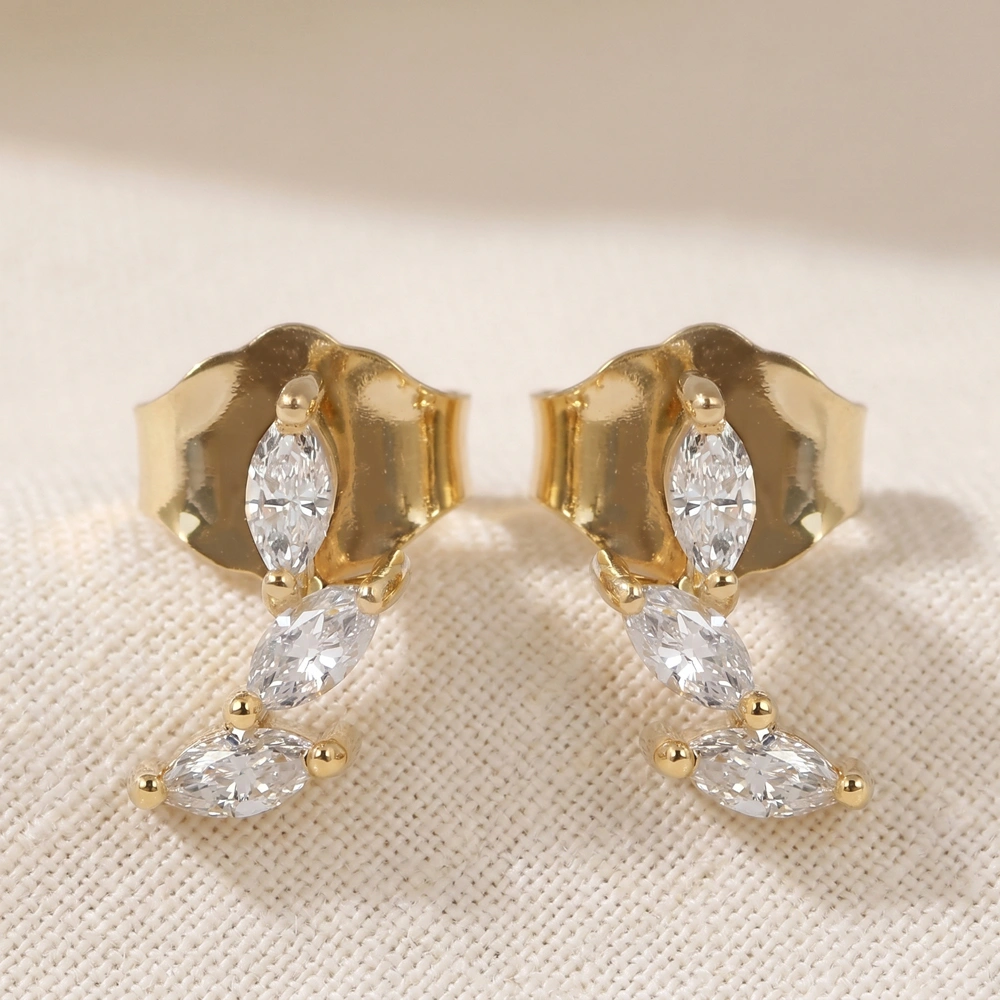 Elegant Solid Gold Earrings with Lab Grown Diamond
