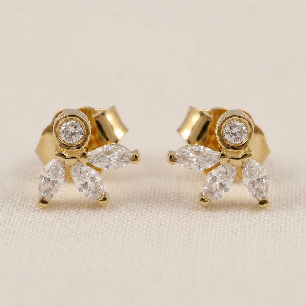 9kt Solid Yellow Gold Earrings with Lab Grown Diamond