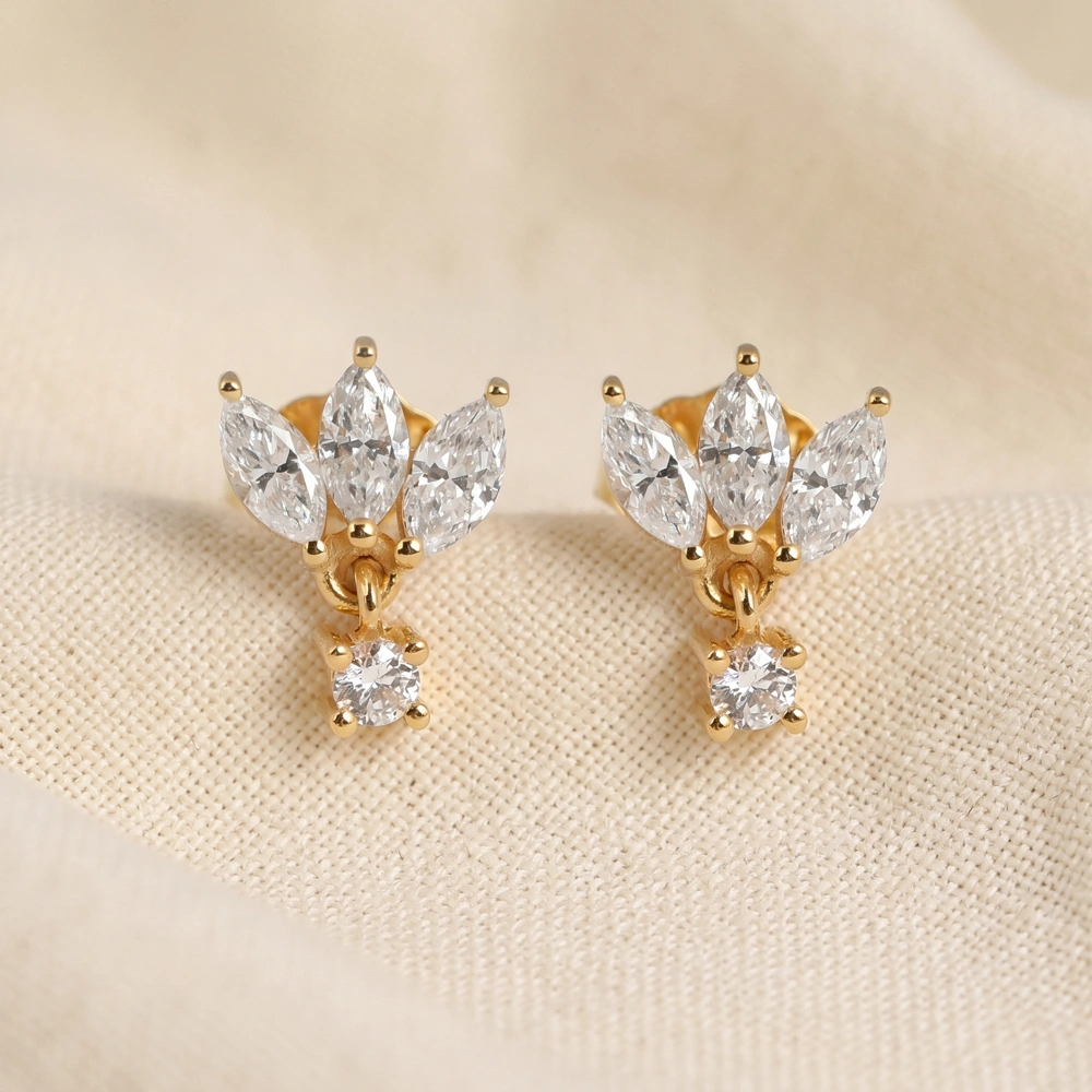 9Kt Yellow Solid Gold Earrings with Lab Grown Diamond 9Kt Yellow Solid Gold Earrings with Lab Grown Diamond