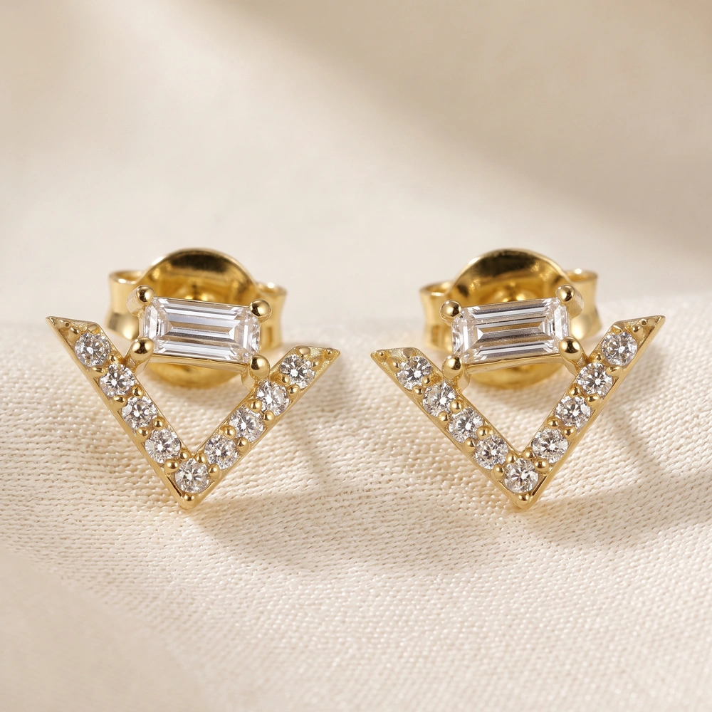 9Kt Yellow Gold Solid Earrings with Lab Grown Diamond Bulk