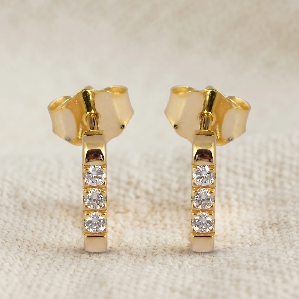 Sustainable 9Kt Yellow Gold Earrings with Lab Grown Diamond