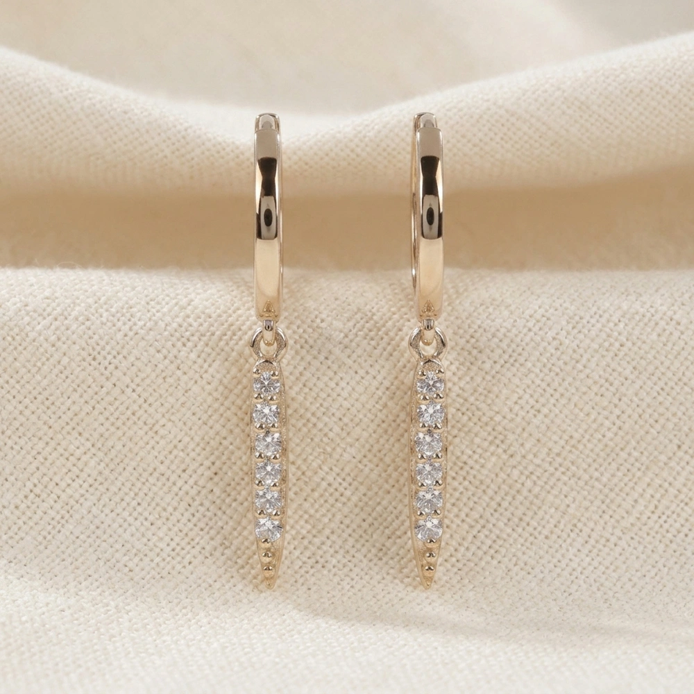 9Kt Solid Yellow Gold Huggies Earrings with Lab Grown Diamond 9Kt Solid Yellow Gold Huggies Earrings with Lab Grown Diamond