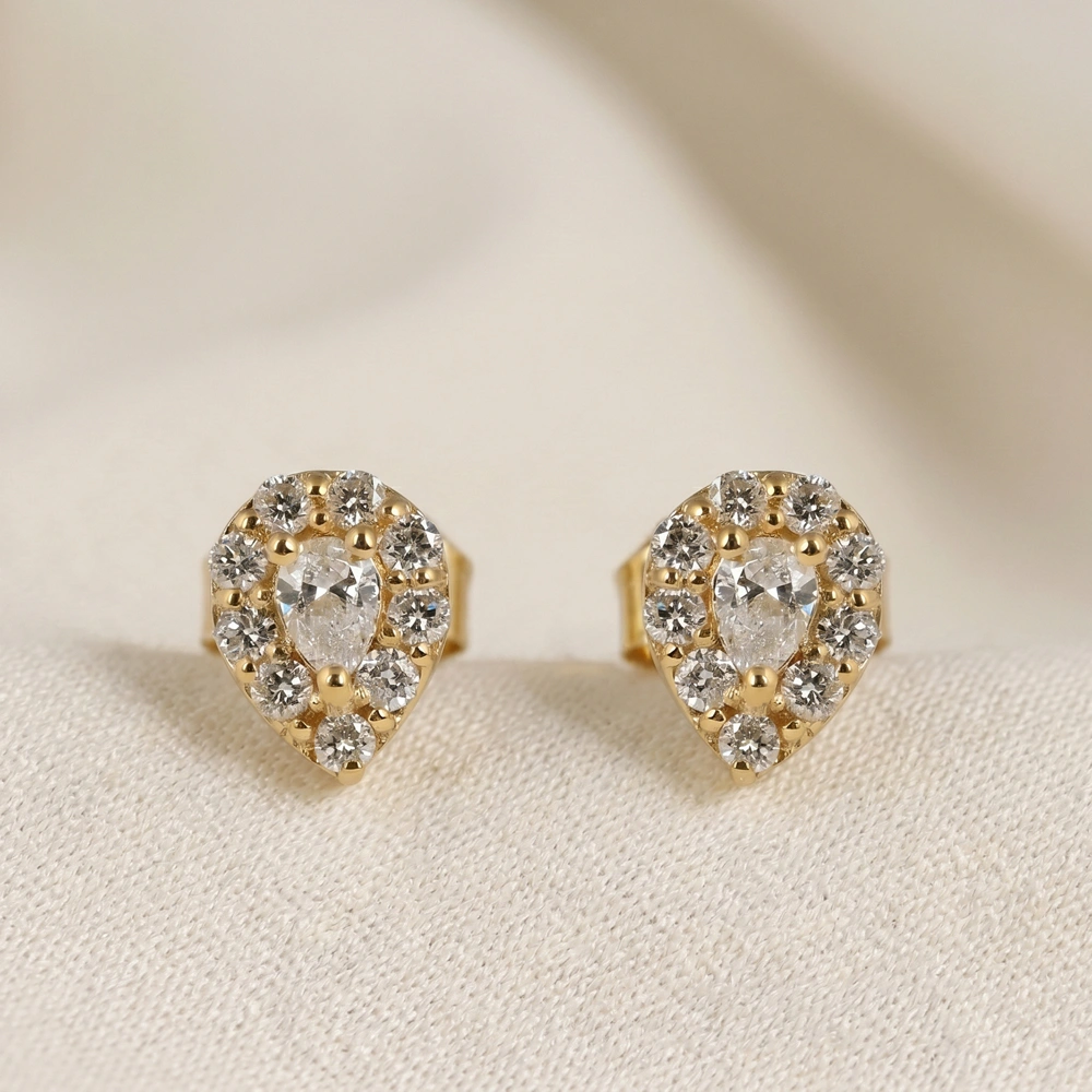 Bulk 9Kt Yellow Solid Gold Studs with Lab Grown Diamond