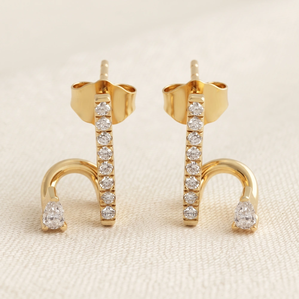 B2B 9Kt Gold Drop Earrings with Lab Grown Diamond Supplier B2B 9Kt Gold Drop Earrings with Lab Grown Diamond Supplier