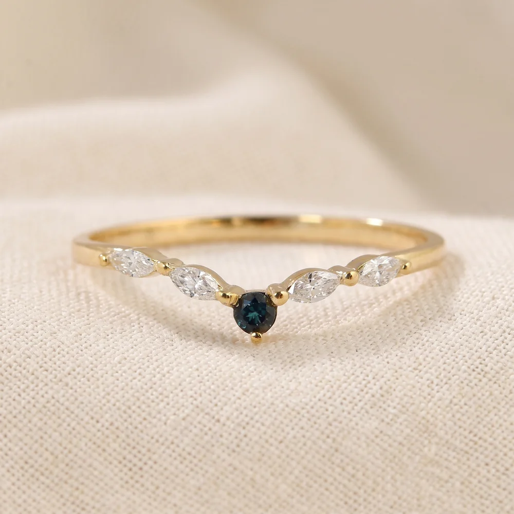 London Blue Topaz Yellow Gold Ring with Lab Grown Diamond