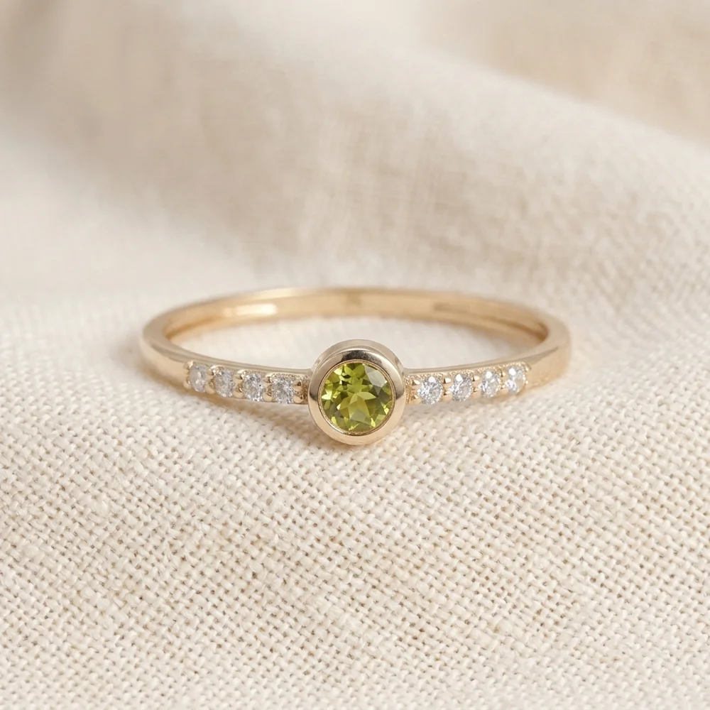 Yellow Gold Ring with Lab Grown Diamond, Yellow Sapphire Yellow Gold Ring with Lab Grown Diamond, Yellow Sapphire
