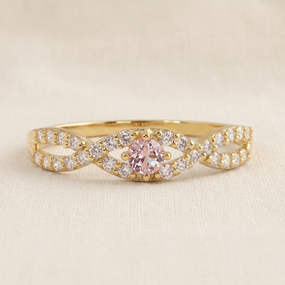 Gold Ring with Lab Grown Padparadscha Sapphire and Diamond Gold Ring with Lab Grown Padparadscha Sapphire and Diamond
