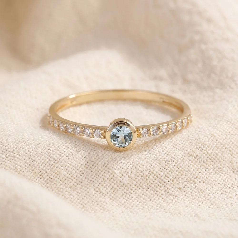 Yellow Gold Ring with Lab Grown Paraiba Tourmaline, Diamond