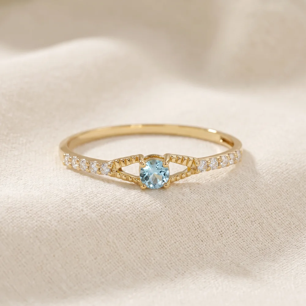 18Kt Gold Ring with Lab Grown Diamond, Paraiba Tourmaline