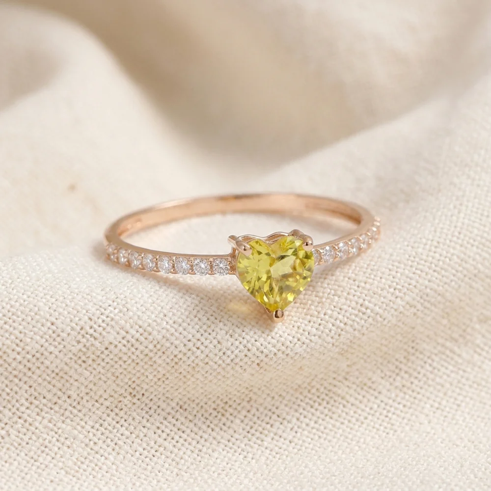 9Kt Gold Ring with Lab Grown Diamond and Yellow Sapphire