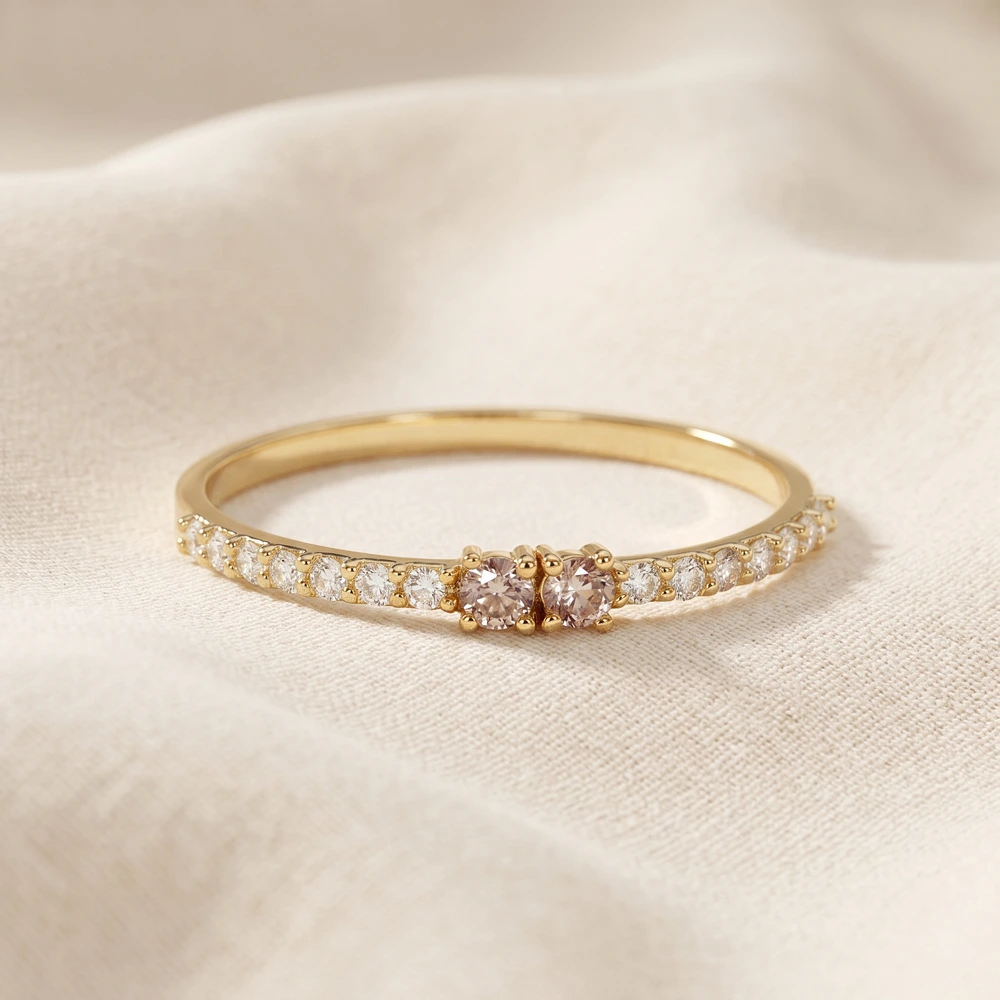 Solid Gold Ring Lab Grown Diamond and Padparadscha Sapphire Solid Gold Ring Lab Grown Diamond and Padparadscha Sapphire