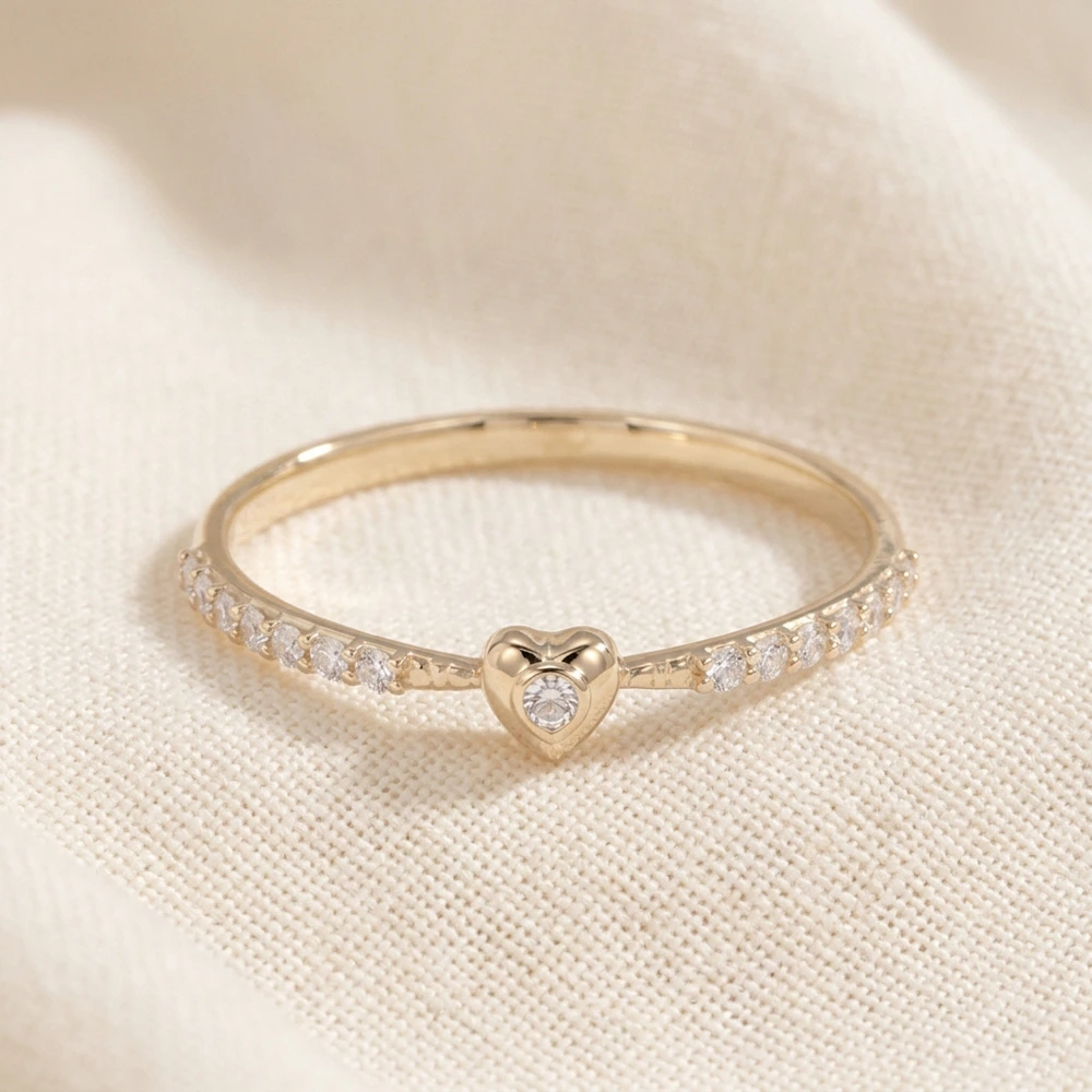 Yellow Gold Heart Ring Bulk with Lab Grown Diamond Yellow Gold Heart Ring Bulk with Lab Grown Diamond