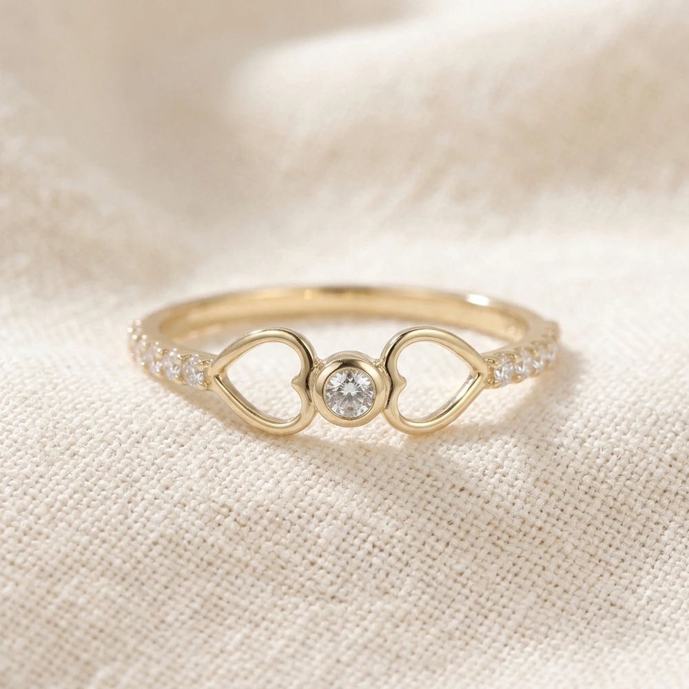 Elegant Yellow Gold Heart Ring with Lab Grown Diamond Elegant Yellow Gold Heart Ring with Lab Grown Diamond
