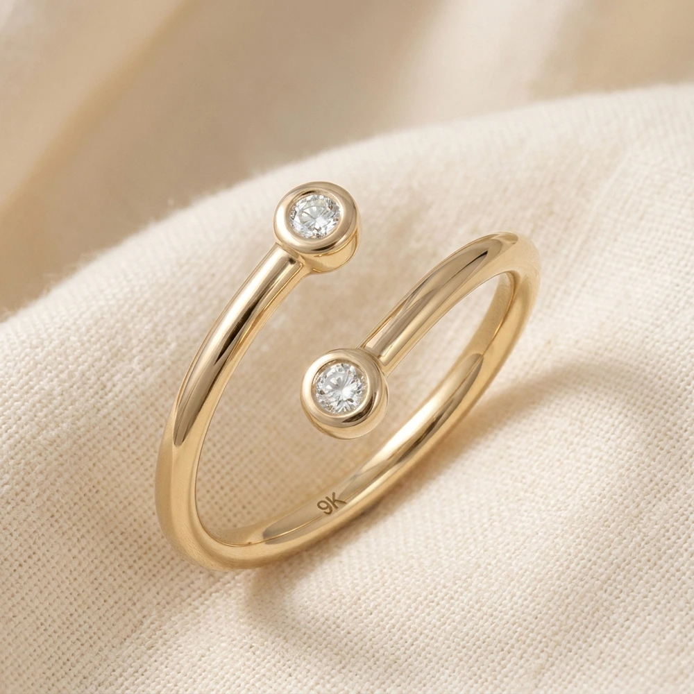 Yellow Gold Bypass Ring with Lab Grown Diamond Yellow Gold Bypass Ring with Lab Grown Diamond