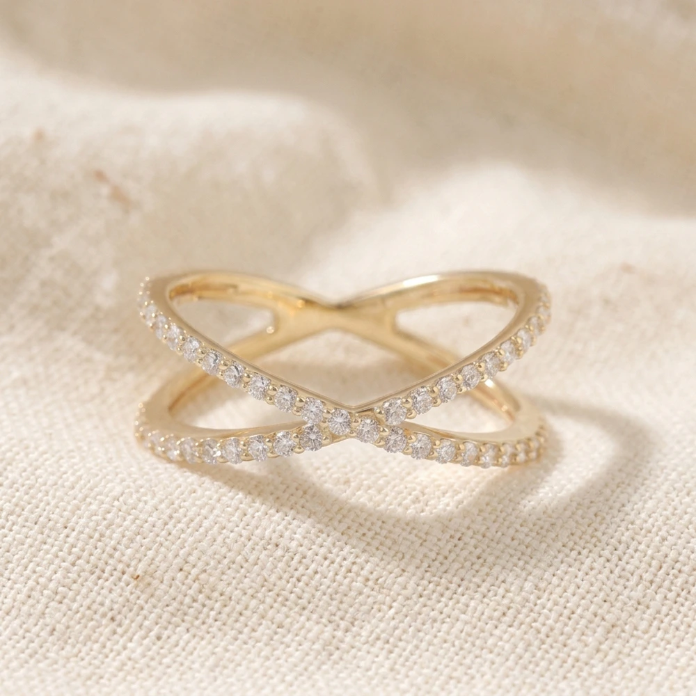 Lab Grown Diamond Yellow Gold Criss Cross Eternity Band Lab Grown Diamond Yellow Gold Criss Cross Eternity Band