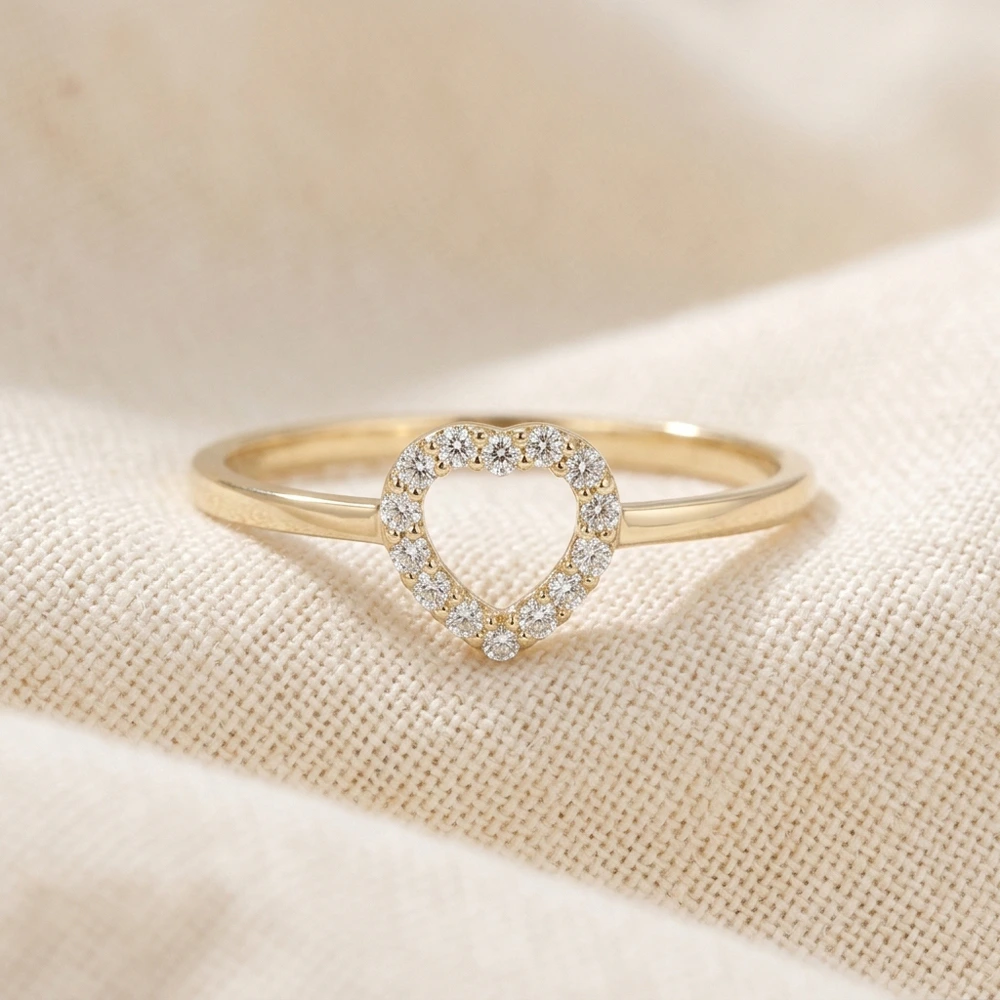 Lab Grown Diamond 9Kt Yellow Gold Heart Ring Production