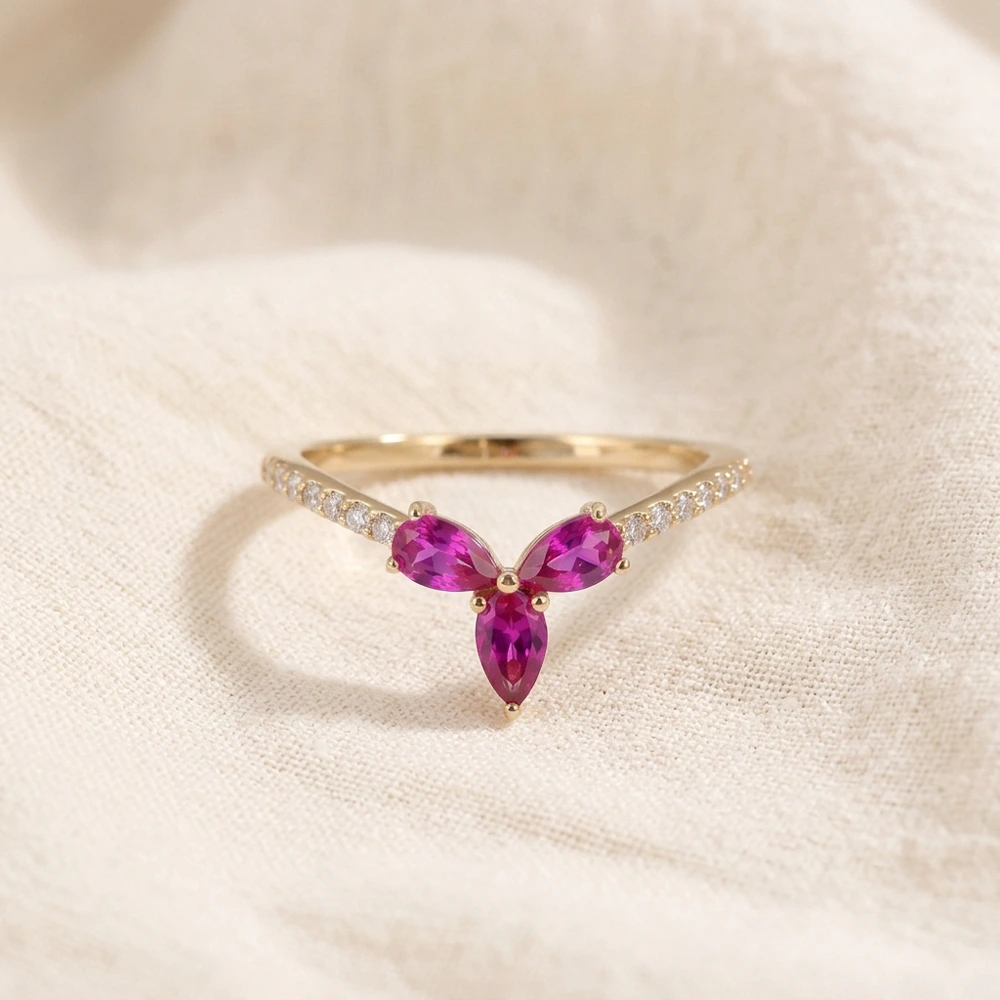 Lab Grown Diamond and Hot Pink Tourmaline 9Kt Yellow Gold Ring Lab Grown Diamond and Hot Pink Tourmaline 9Kt Yellow Gold Ring
