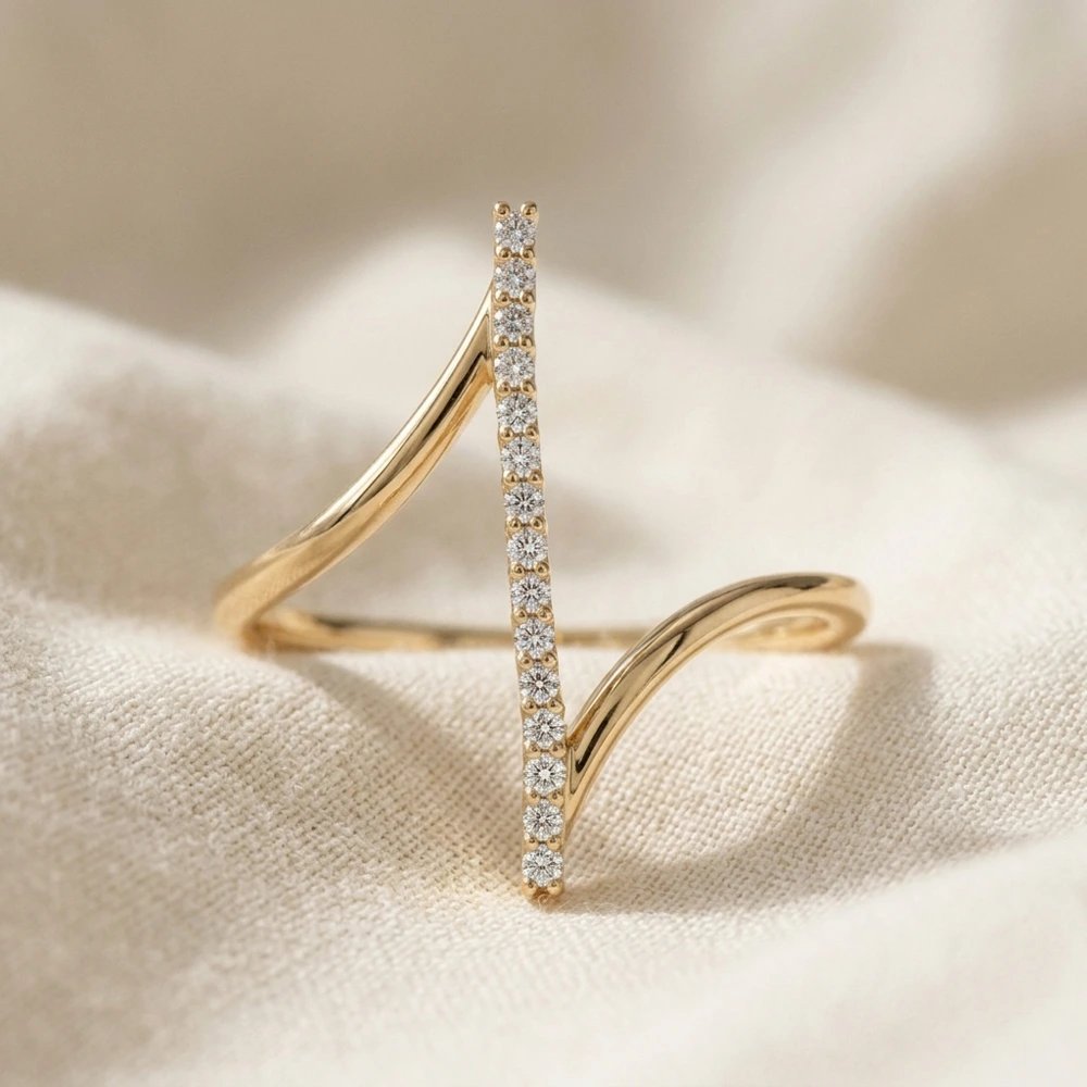 Handcrafted Lab Grown Diamond 9Kt Solid Yellow Gold Ring Handcrafted Lab Grown Diamond 9Kt Solid Yellow Gold Ring