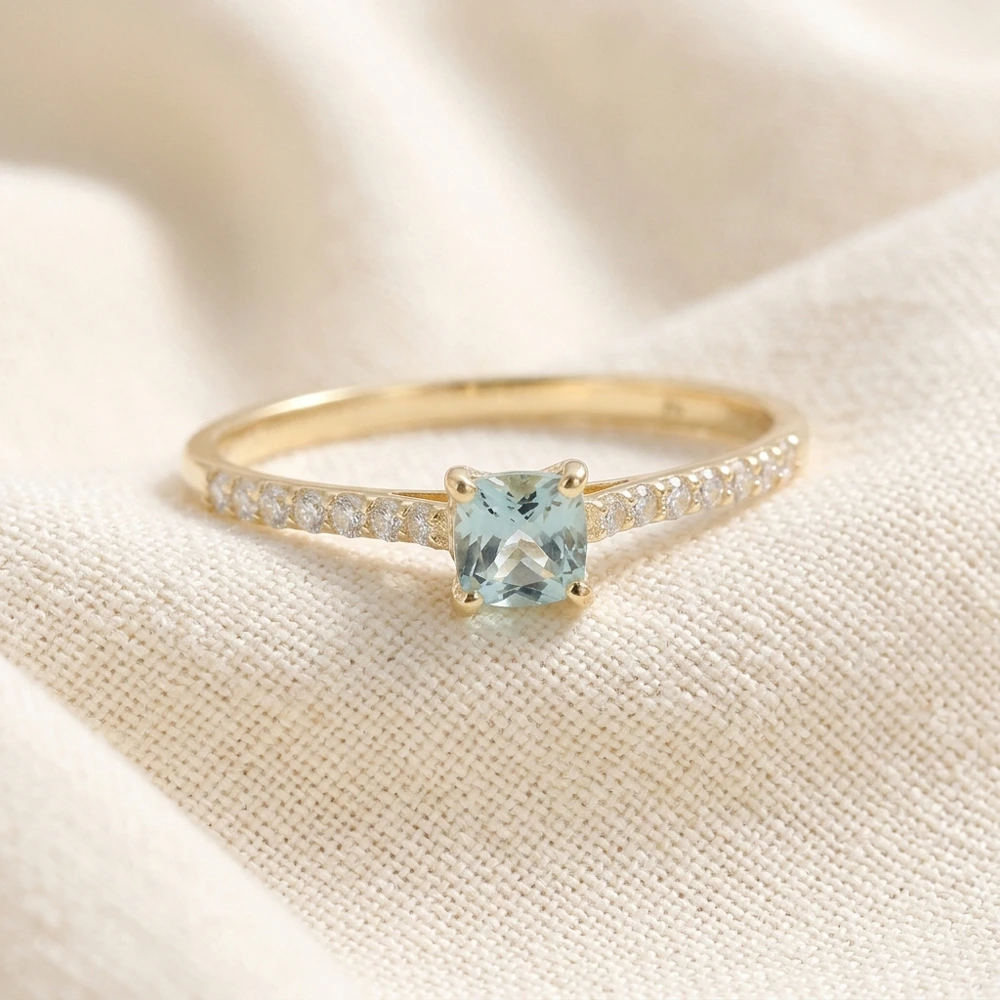 Lab Grown Diamond and Paraiba Tourmaline Gold Ring Lab Grown Diamond and Paraiba Tourmaline Gold Ring