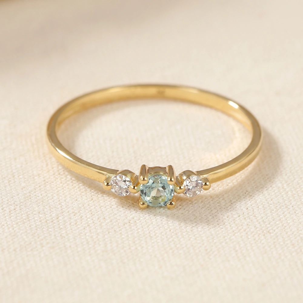 Lab Diamond and Paraiba Tourmaline 9Kt Yellow Gold Ring