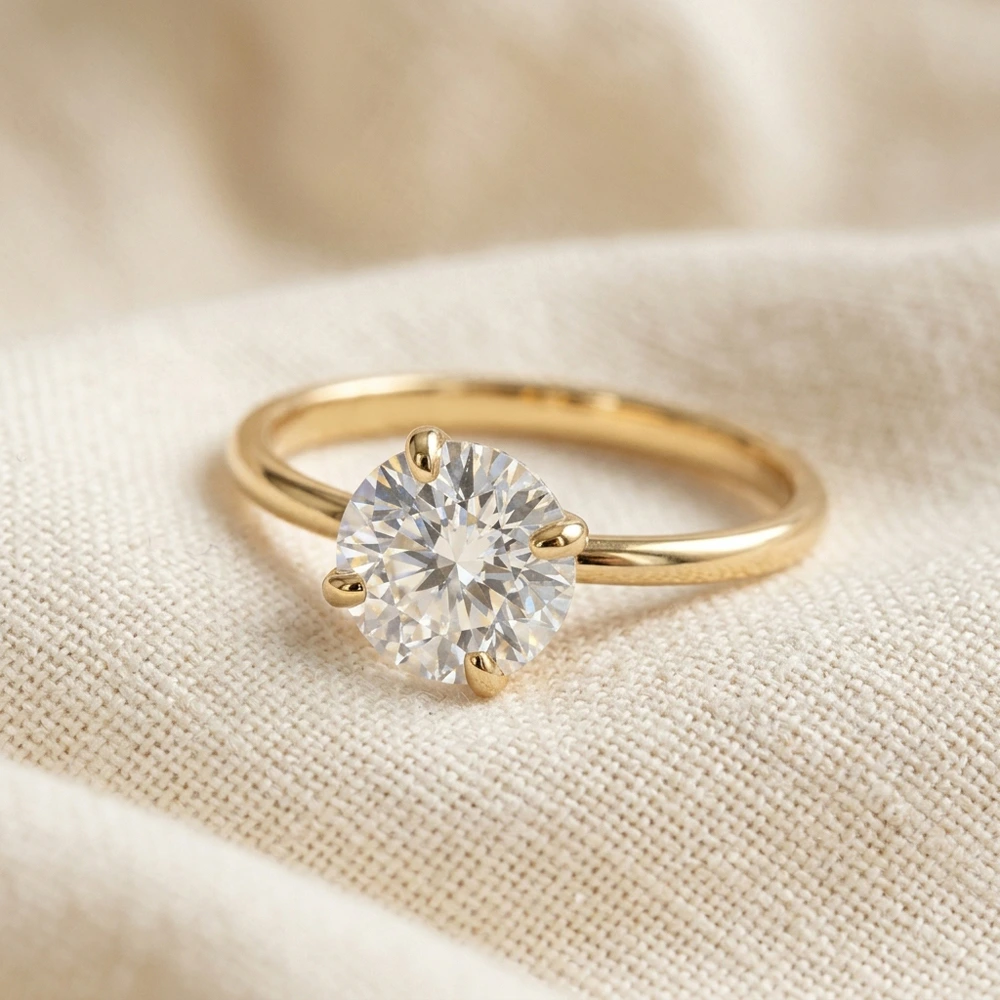 Handcrafted 9Kt Yellow Gold Solitaire Ring with Lab Diamond Handcrafted 9Kt Yellow Gold Solitaire Ring with Lab Diamond