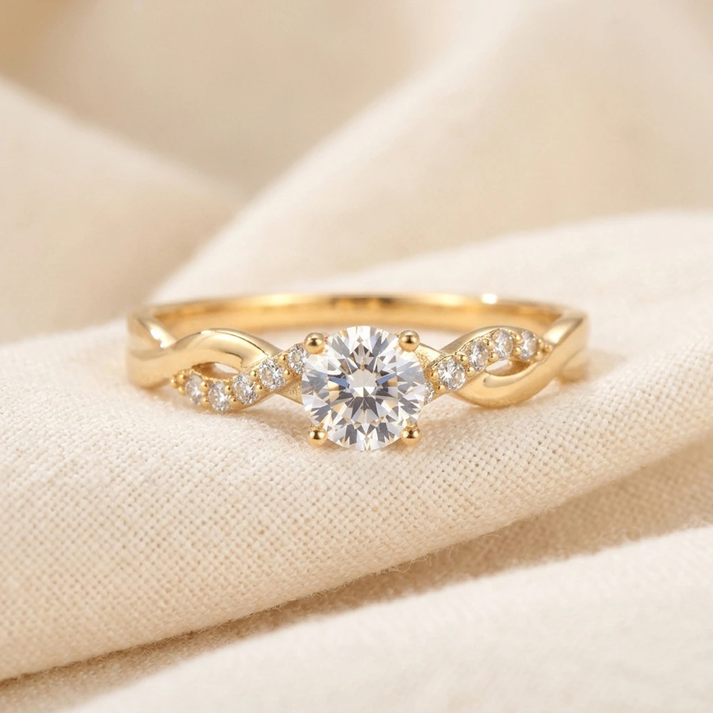 Handcrafted Gold Solitaire Ring with Lab Grown Diamond Handcrafted Gold Solitaire Ring with Lab Grown Diamond