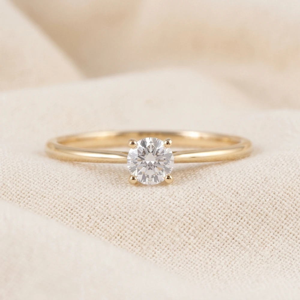Handcrafted 9Kt Gold Solitaire Ring with Lab Grown Diamond