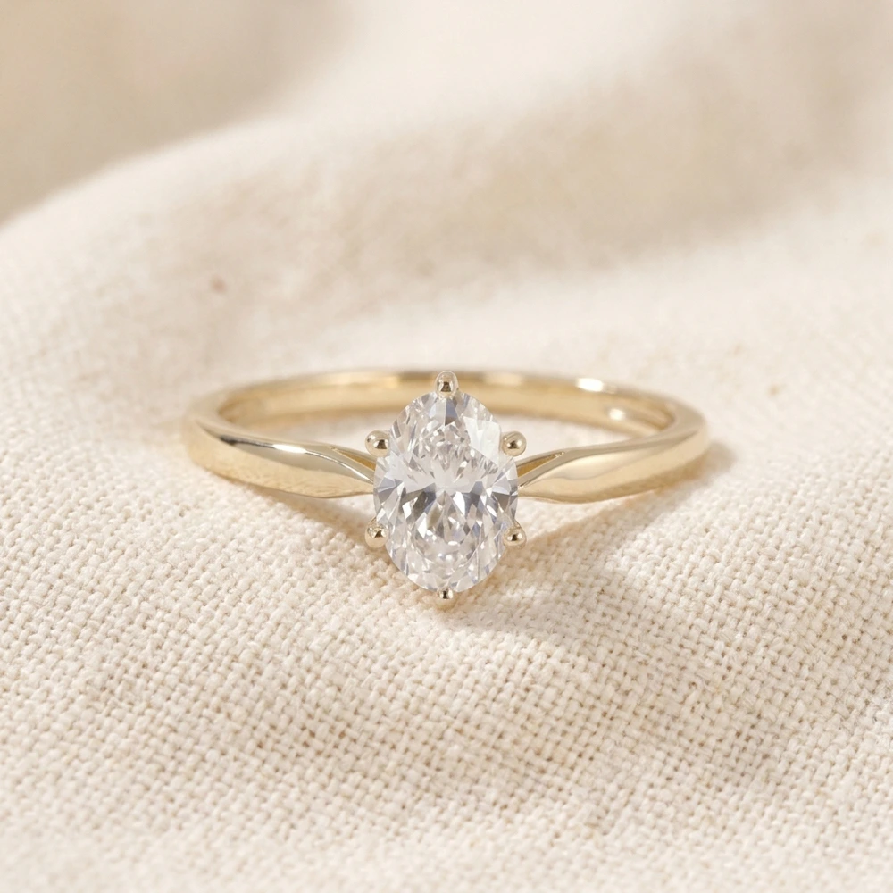 Handcrafted 9 Kt Gold Ring with Lab Grown Diamond Handcrafted 9 Kt Gold Ring with Lab Grown Diamond