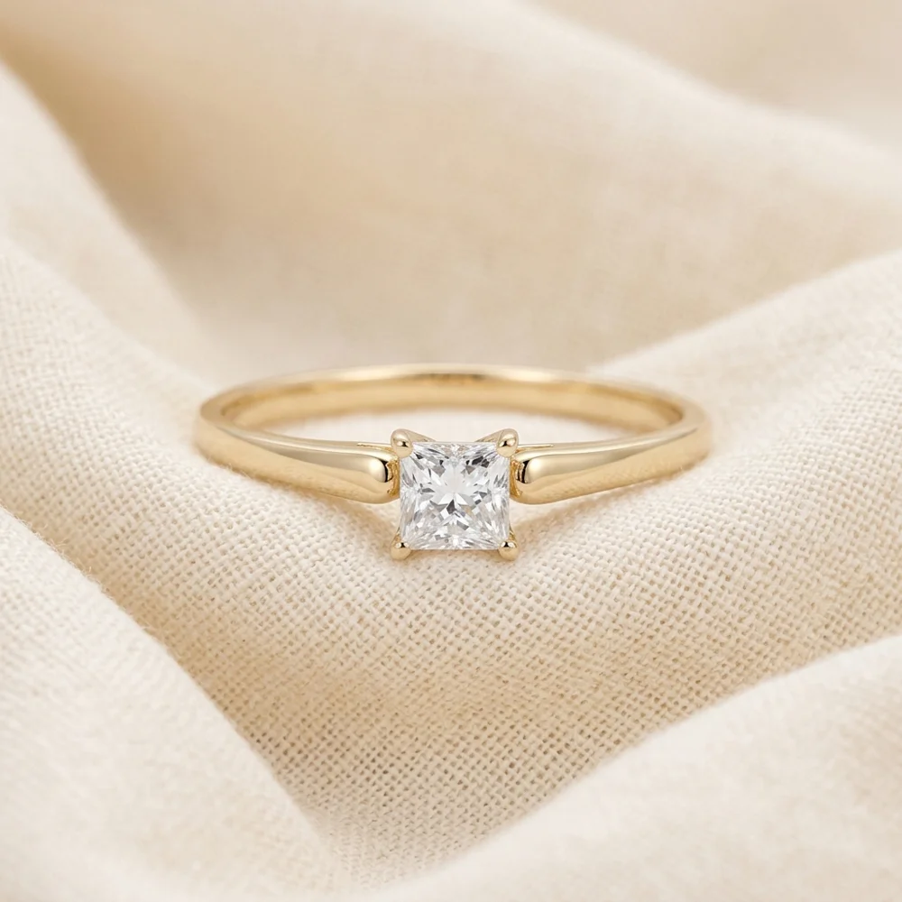 Handcrafted Solitaire Gold Ring with Lab Grown Diamond Handcrafted Solitaire Gold Ring with Lab Grown Diamond