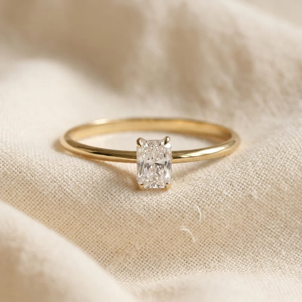 Lab Grown Diamond Handcrafted Solitaire Yellow Gold Ring Lab Grown Diamond Handcrafted Solitaire Yellow Gold Ring